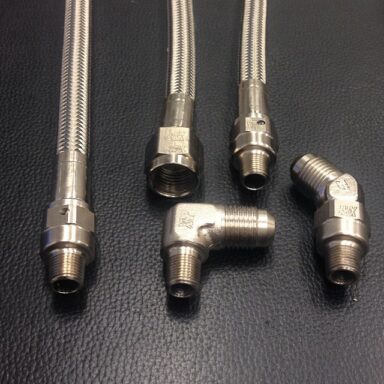 Hose ends and fittings for motorcycle oil and fuel lines