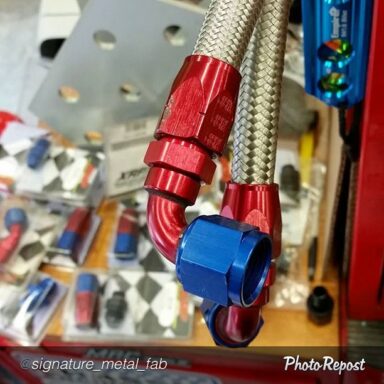 Still a lot of the traditional Red and Blue reusables Hose Ends and Stainless braid rubber hose being used has something made in the USA for every choice!  NO CHINA here