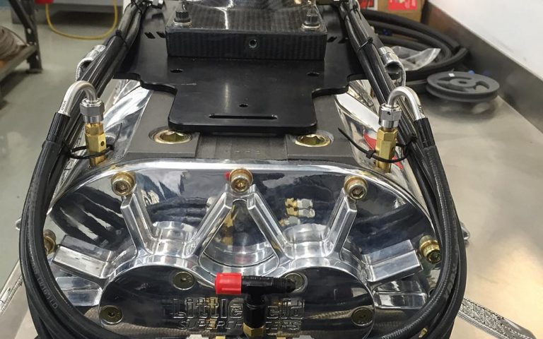 One new set of 3/16″ ID -4 ProPLUS XKS PTFE Fuel Injection hoses, Aramid reinforcement /Black Silicone cover with 316 stainless Big Bore Hose Ends for a new Alcohol Dragster.  Lightweight and High Flow right to the jets
