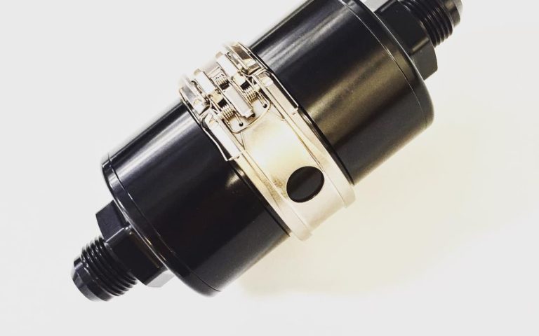 For all of you Quick Disconnect  Clamshell fans….Here is a special Short Body 72 Series Clamshell Filter, that our prototype specialist, Logan,  knocked out this afternoon on a rush order for @BBIautosport -10 AN In and Out shown but available in all end sizes from -4 through -20. 6.4″ overall length here.  This may become a new product to go along with the three inch longer standard 72 Series Clamshell body filter.  No unscrewing the end caps to get to the element. Just pop off the Clamshell and open the body halves to remove the filter element for cleaning or replacing.Complete with A Super Nickel finish on the -36 size Clamshell instead of the usual purple. (available on most all of our Clamshells for those that are over the purple