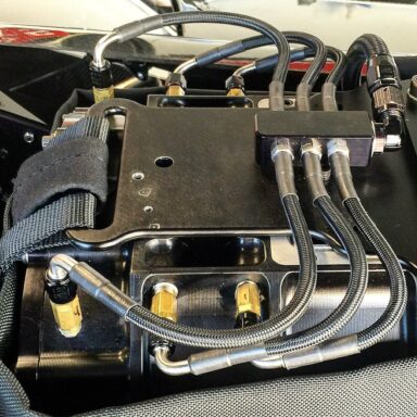 -4 size, 3/16″ ID XRP ProPLUS XM High-Flex Injector Lines with jump size, Big Bore 316 Stainless Steel Ends to fit -3 Injector Nozzles. Pee Dee Fleet Motorsports’ PDRA 1969 ProMod Chevrolet driven by Tylor Miller and Tuned by Mike Kopchick of Rage Fuel System