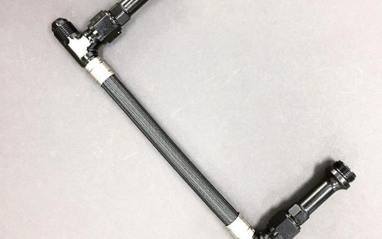 Carburetor Fuel Line kit using -08 ProPLUS Race Hose with Black XM braid and Super Nickel crimp collars