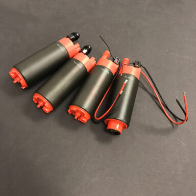 Protec original 340 liter per hour fuel pumps. Fully  E85 compatible. Two outlet types: Spigot and -6 AN. Three inlet types: Inline with outlet, Offset to outlet and Center inlet along with a wide choice of filter socks. Also pump spigot adapters for -6AN and -8AN