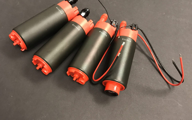 Protec original 340 liter per hour fuel pumps. Fully  E85 compatible. Two outlet types: Spigot and -6 AN. Three inlet types: Inline with outlet, Offset to outlet and Center inlet along with a wide choice of filter socks. Also pump spigot adapters for -6AN and -8AN