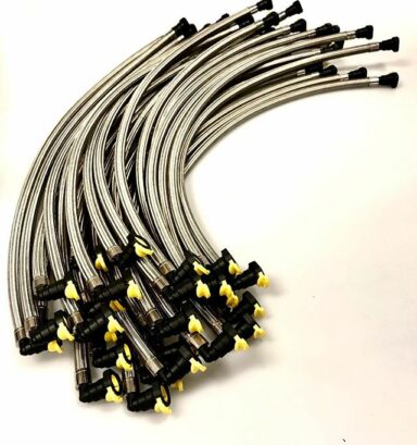 ProPLUS -10 PTFE Smooth Bore Hose crimped to PARKER 1/2” Quick Disconnect OEM style Hose Ends with a safety lock feature. These are really cool