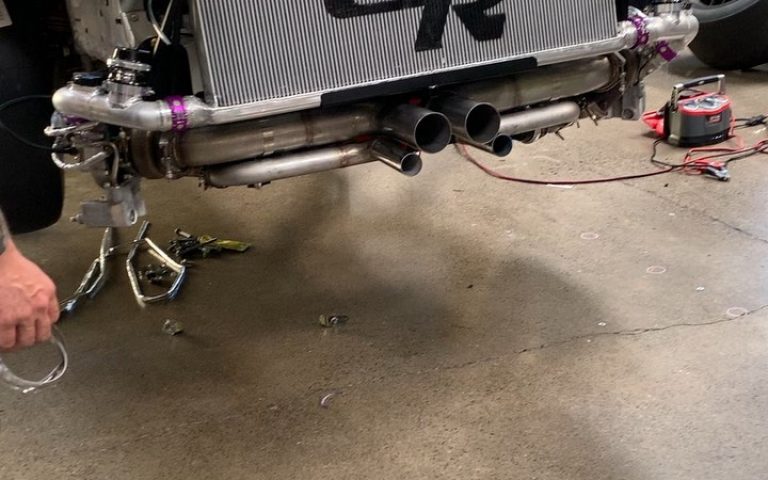 Almost there!! @bbiautosport air to air intercooler in place and sounding real healthy…!! Now about an 18 hour drive to Pike’s Peak…